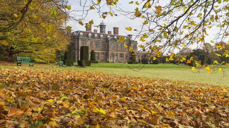 South-west end of Sudbury Hall in autumn Derbyshire